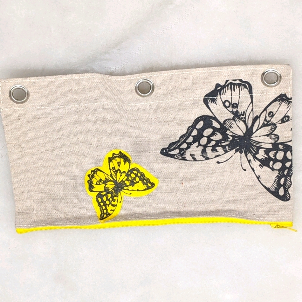 🍎 Canvas butterfly pencil case makeup bag
